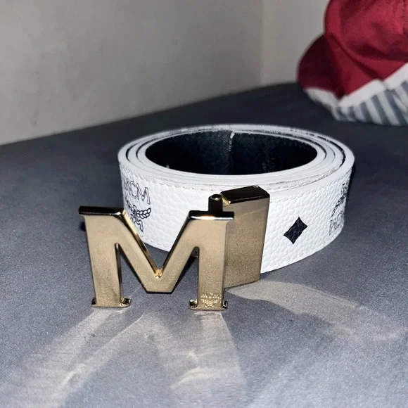 White Mcm Belt
